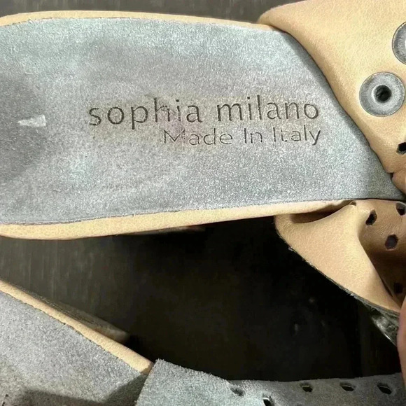 Anthropologie Sophia Milano Suede Perforated Open Toe Shoetie Sandal Siz… - Picture 5 of 5